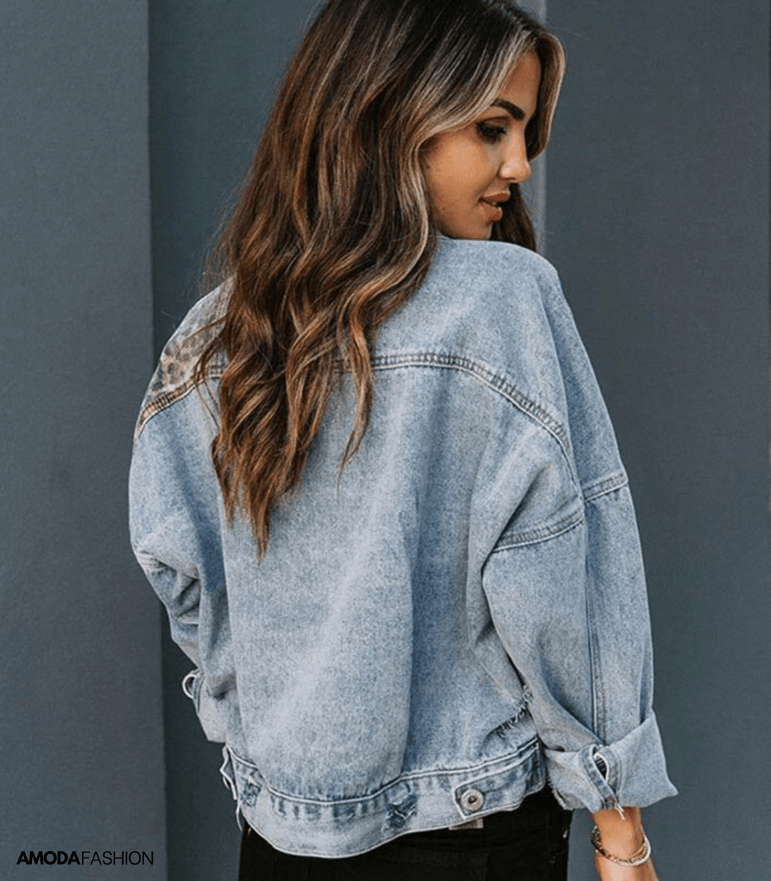 Mawunyo | Veste en jean avec motif léopard