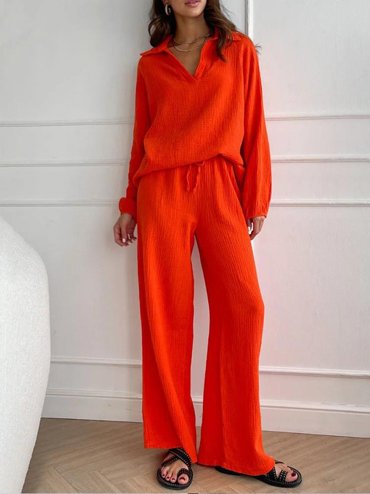 Manjula | Ensemble de loisirs chic : haut ample & pantalon bootcut