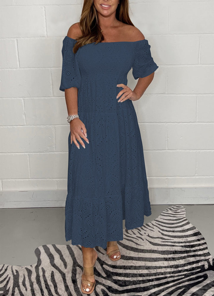 Mirda l Robe swing décontractée, unie et brodée