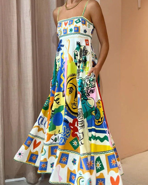 Idolda | Robe balançoire avec graffiti pour femmes