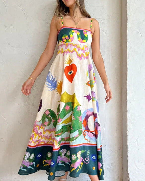 Idolda | Robe balançoire avec graffiti pour femmes