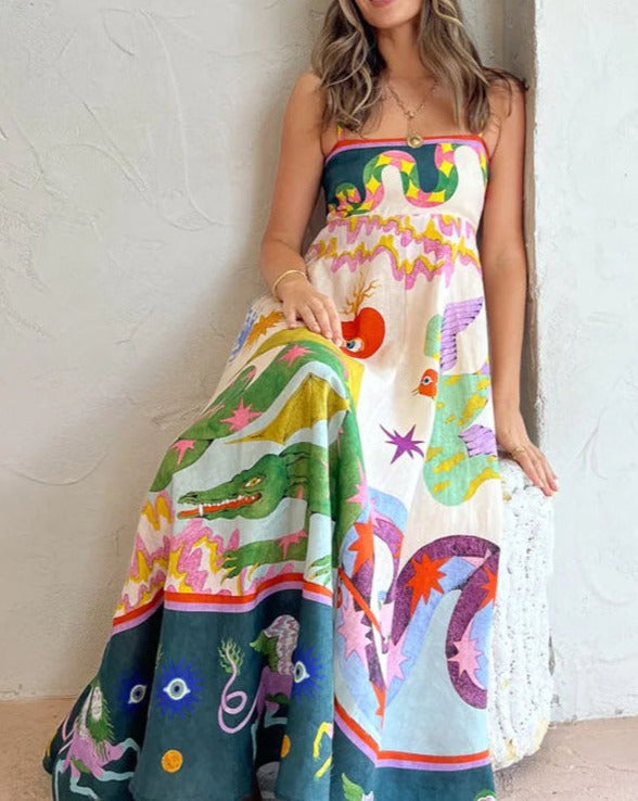 Idolda | Robe balançoire avec graffiti pour femmes