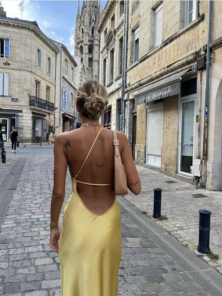 Pone | Robe midi jaune élégante