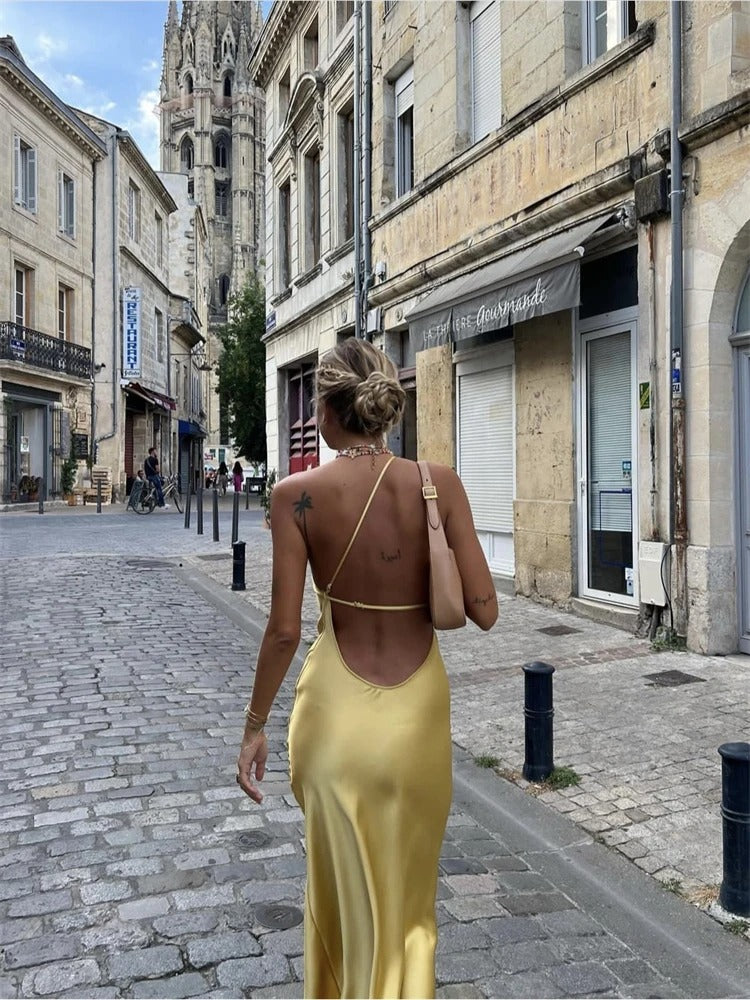 Pone | Robe midi jaune élégante