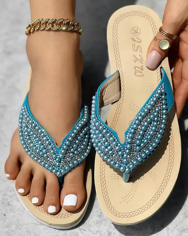 Zvonimira | Sandales Perles Taille Plus pour femmes