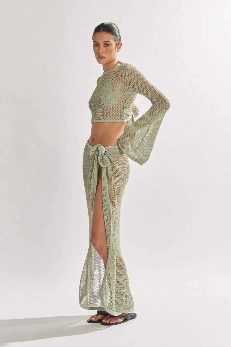 Reign | Robe Longue Fendue à Manches Évasées pour Femmes