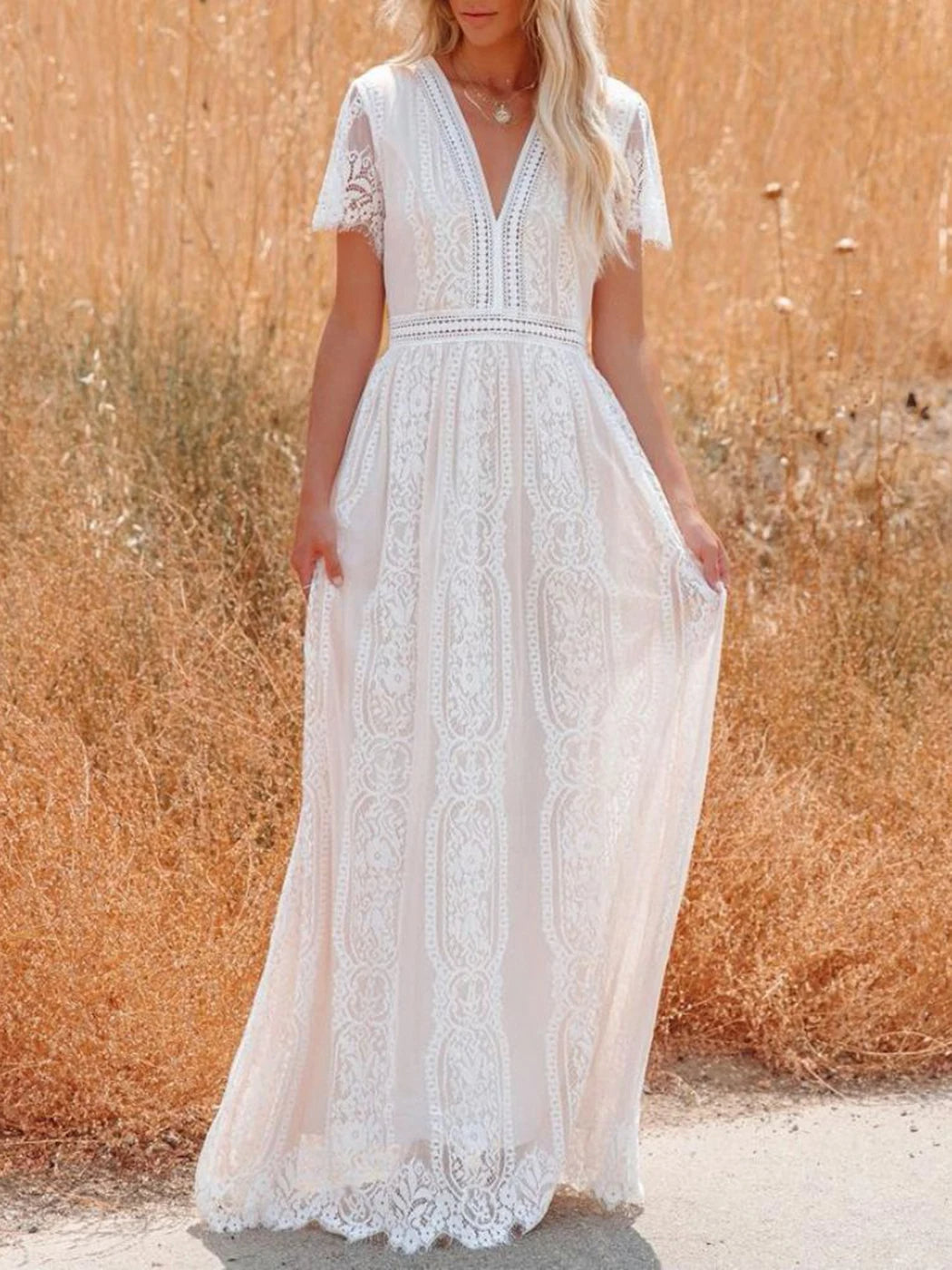 Femme Blanche Maxi Robe de plage – Taline