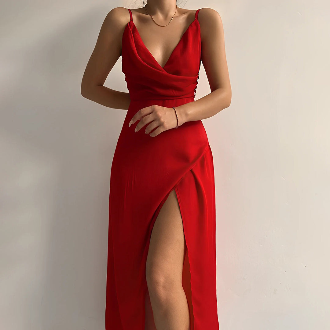 Robe de soirée maxi à décolleté croisé pour Femme – Andromeda