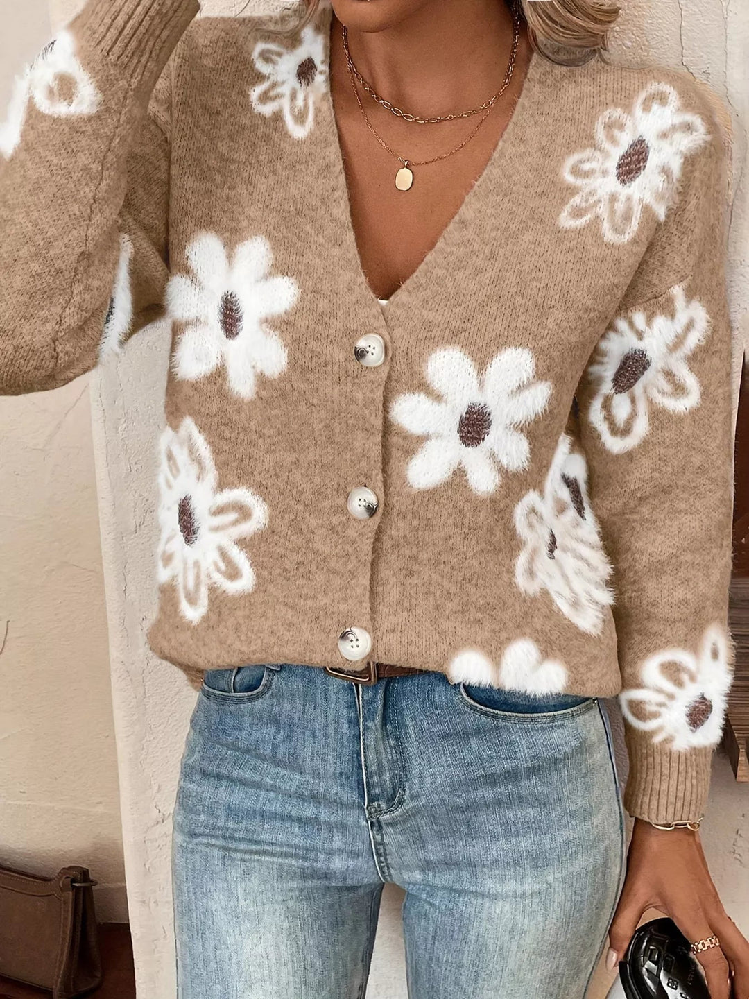 Nancie - Cardigan élégant à imprimé floral avec boutons