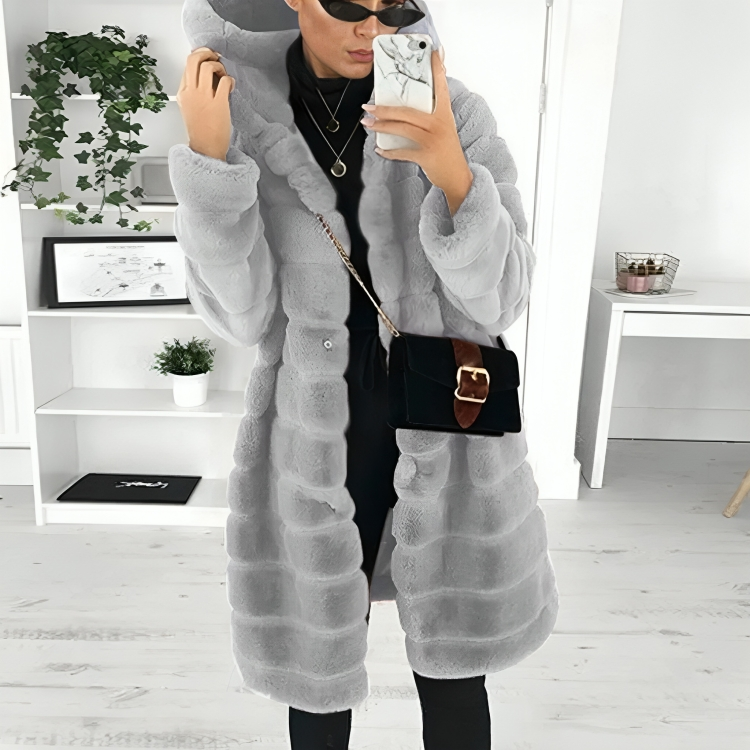 Alecia - Manteau épais en fausse fourrure avec capuche