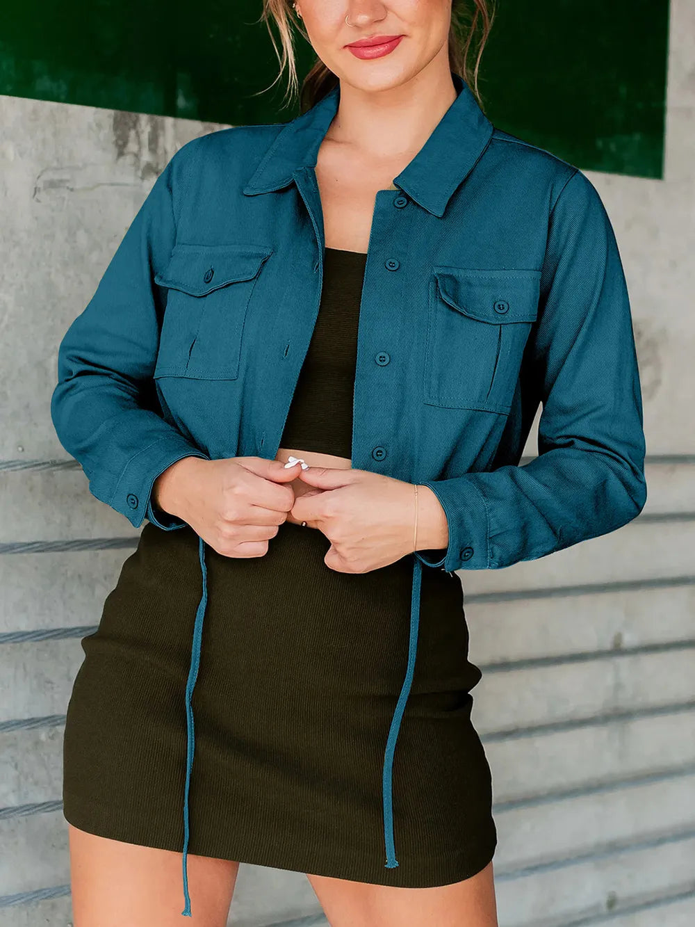 Xosanna - Veste courte élégante boutonnée à manches longues