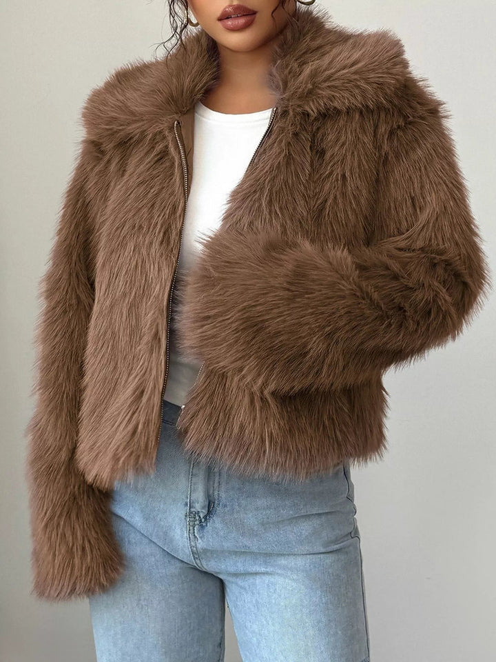 Rizza - Veste Courte Zippée Douillette en Fausse Fourrure Douce