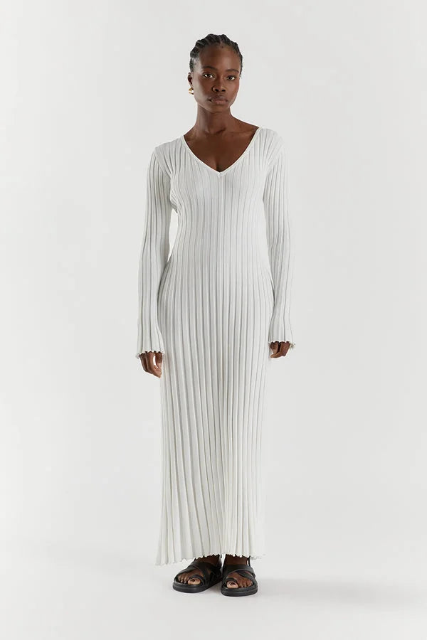 Natalija | Robe midi tricotée col V pour femmes