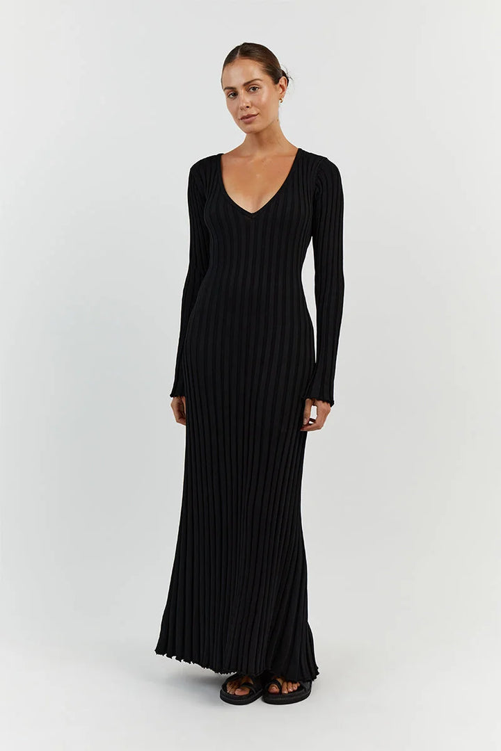 Natalija | Robe midi tricotée col V pour femmes