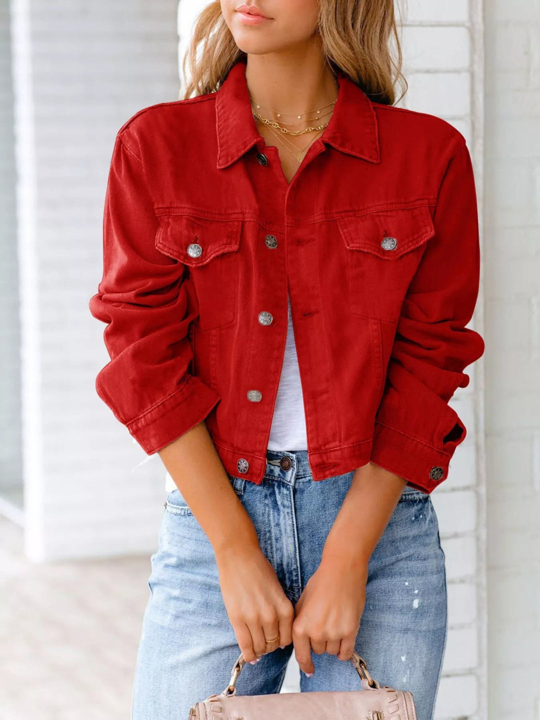 Jannie - Veste Courte en Denim Élégante