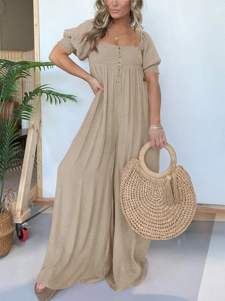Nadia | Robe de femme avec corsage smocké Bouton