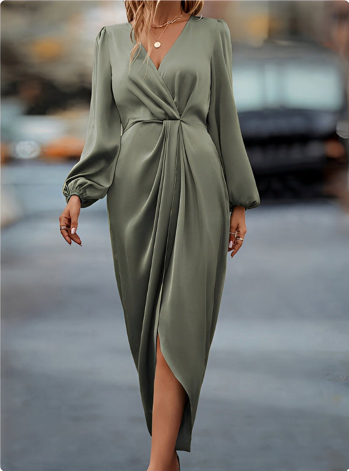 Zara - Robe midi élégante à manches longues avec fente