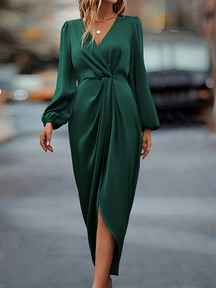Zara - Robe midi élégante à manches longues avec fente