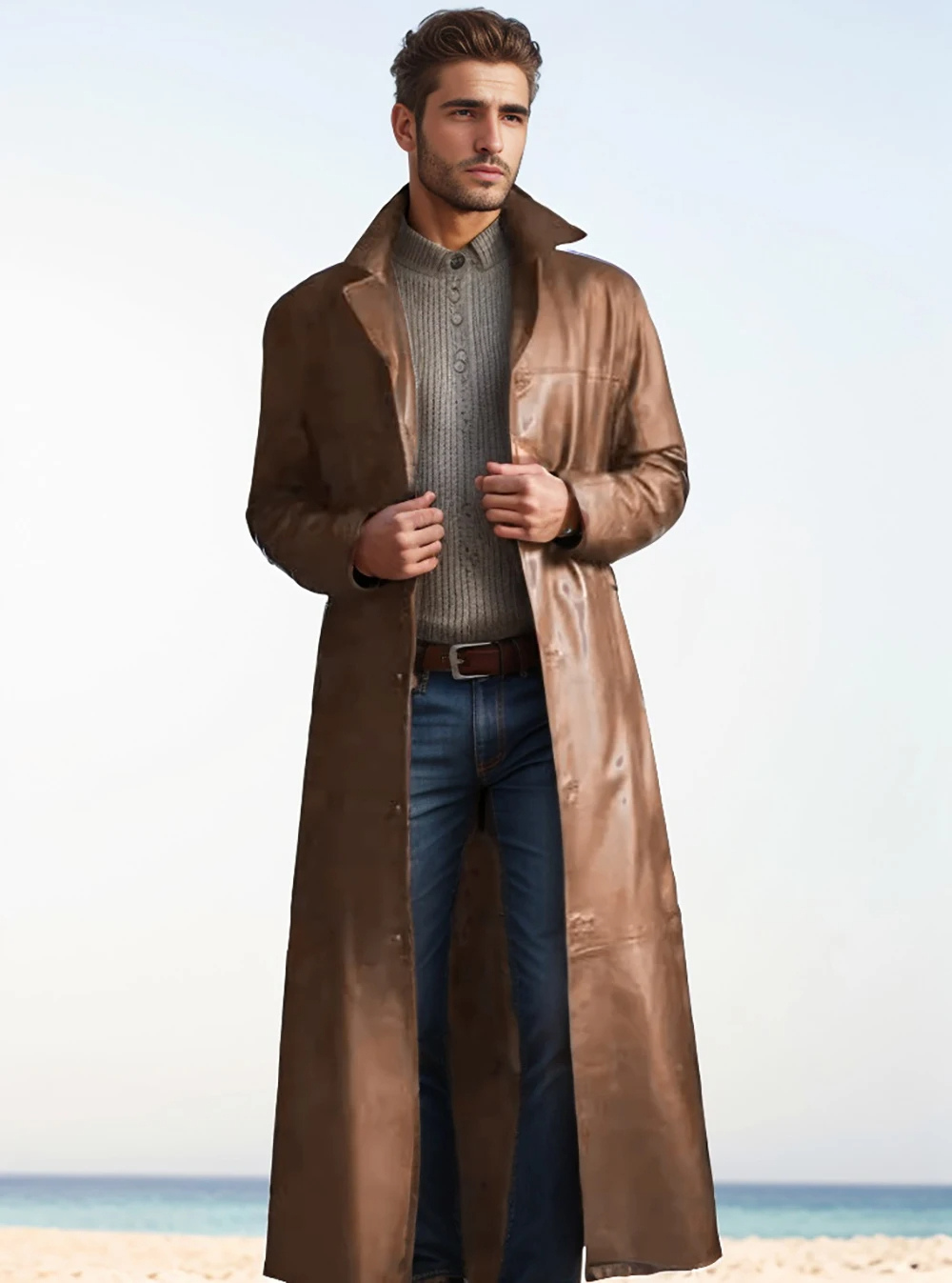 Kailash | Manteau long en cuir homme