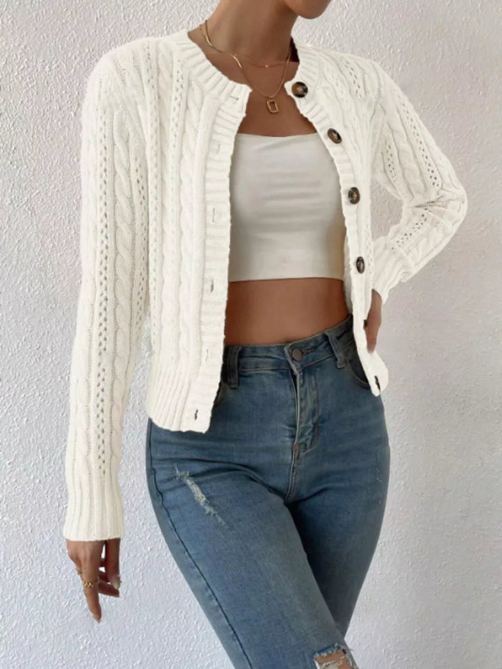 Tianna - Cardigan cosy en maille torsadée boutonné
