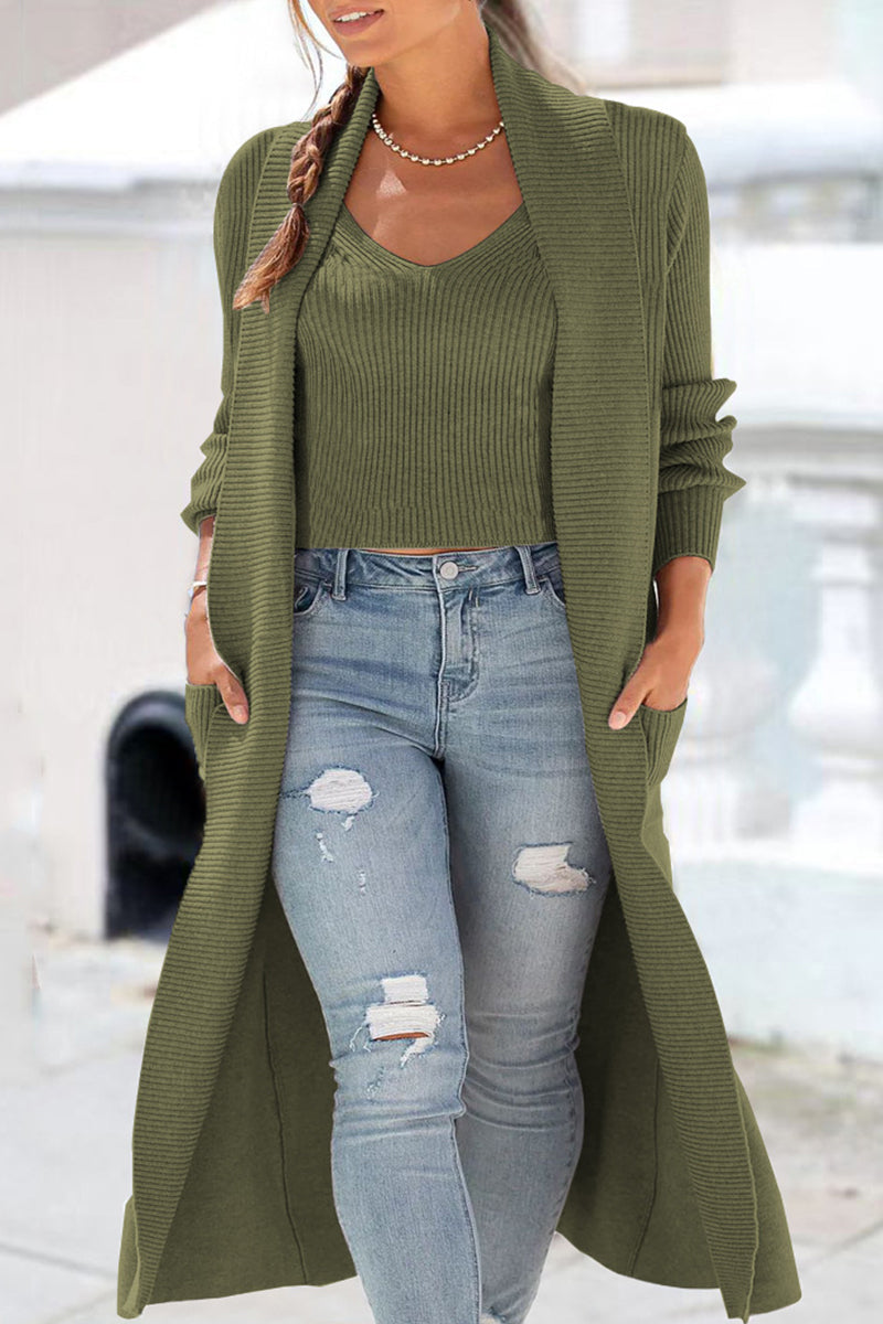 Pearly - Ensemble élégant gilet en maille et long cardigan