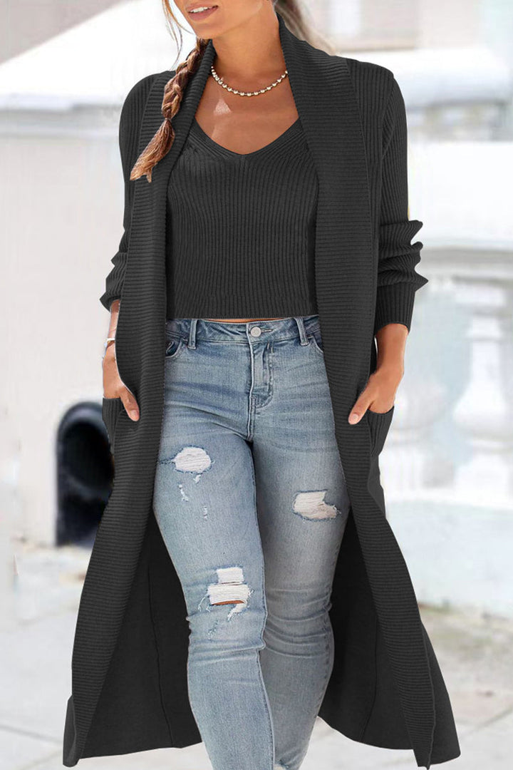 Pearly - Ensemble élégant gilet en maille et long cardigan