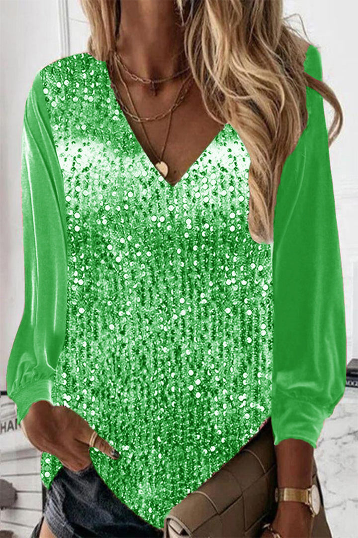 Nirvana - Blouse ample à manches longues ornée de sequins