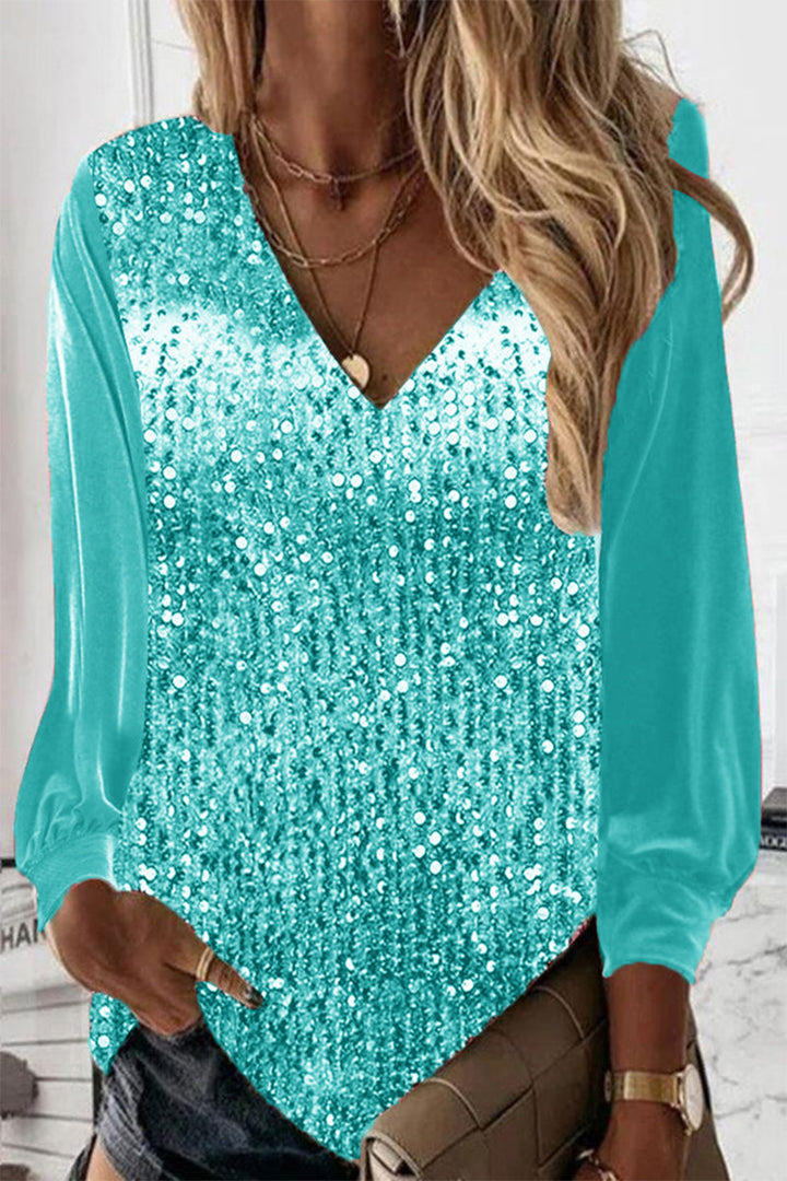 Nirvana - Blouse ample à manches longues ornée de sequins