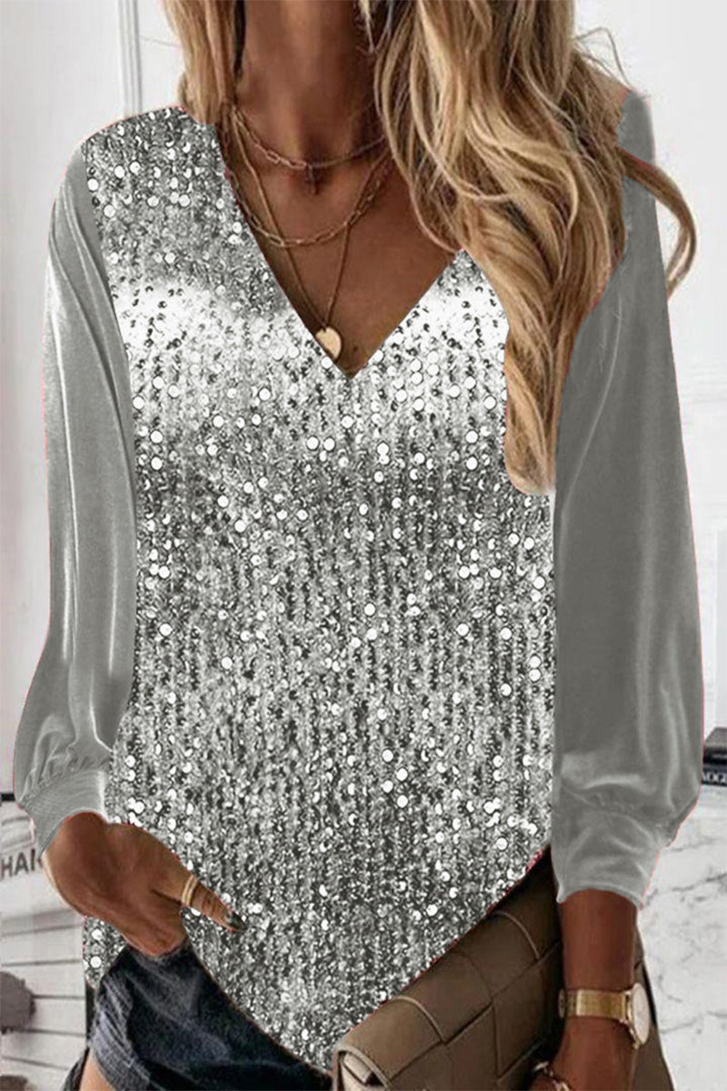 Nirvana - Blouse ample à manches longues ornée de sequins