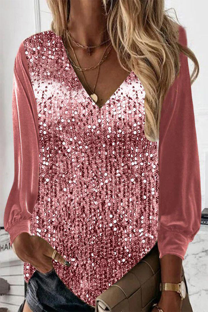 Nirvana - Blouse ample à manches longues ornée de sequins