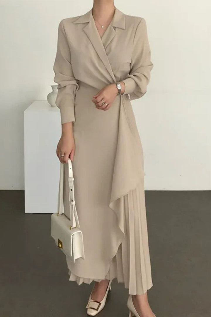 Erika - Robe longue portefeuille élégante plissée