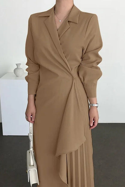 Erika - Robe longue portefeuille élégante plissée