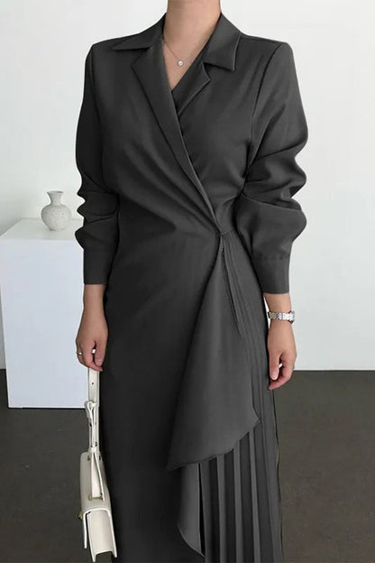 Erika - Robe longue portefeuille élégante plissée