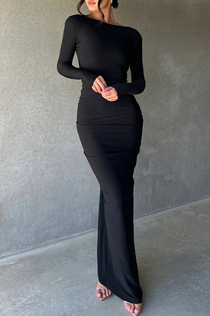 Daphne - Robe longue élégante dos nu coupe A-line