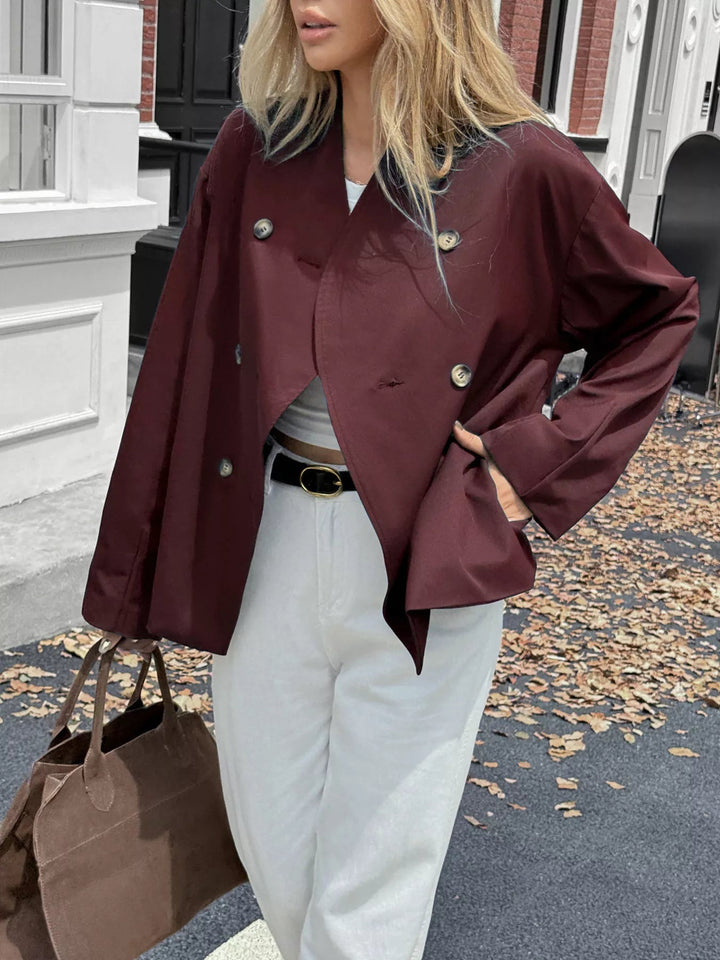 Rhoda - Manteau Élégant Croisé à Manches Longues