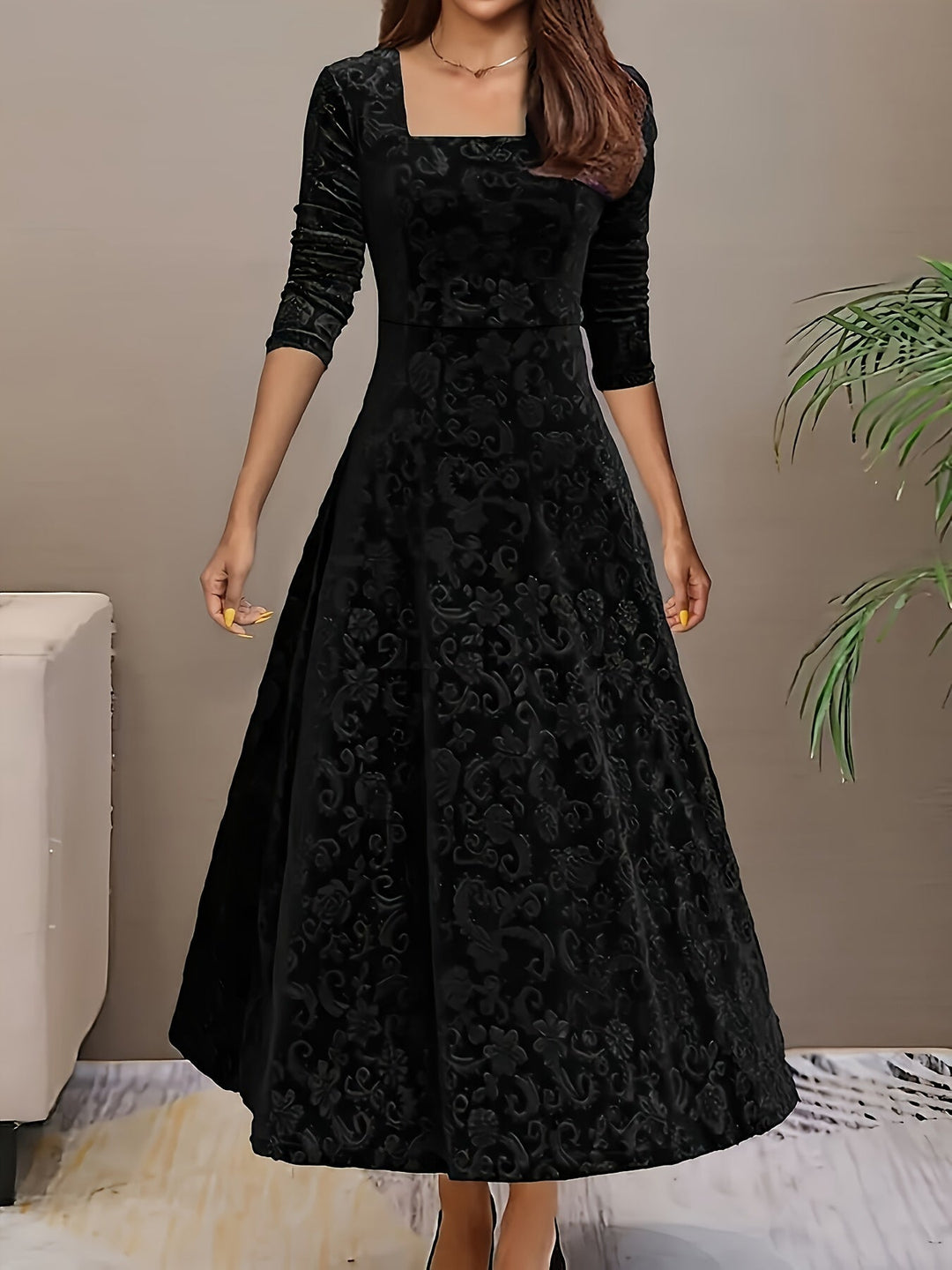 Hanna | Robe formelle en velours floral pour femmes