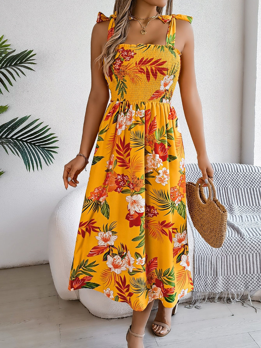 Zienna - Robe longue élégante fleurie sans manches