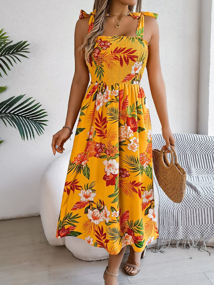 Zienna - Robe longue élégante fleurie sans manches