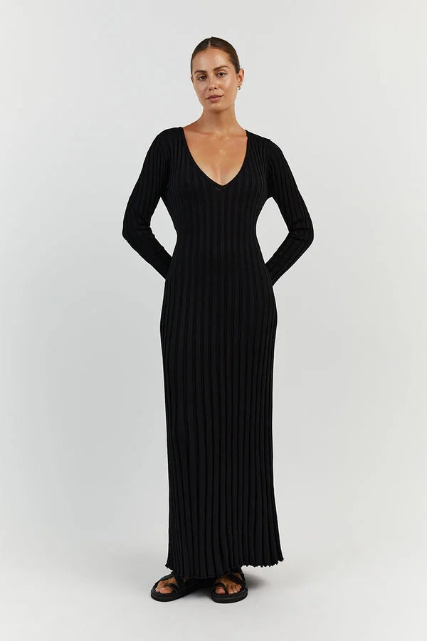 Natalija | Robe midi tricotée col V pour femmes