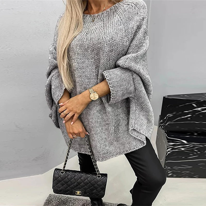 Quirina - Pull élégant à col rond coupe décontractée