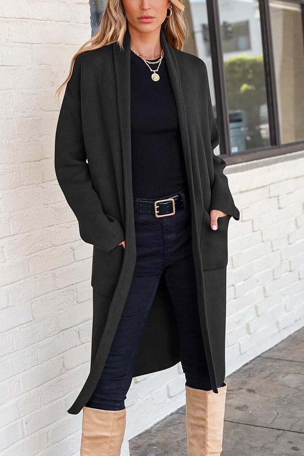 Falynn - Manteau cardigan long à manches longues ample avec poches