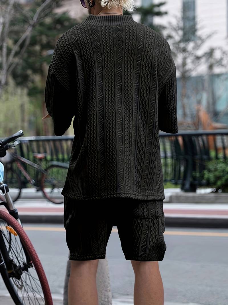 Halli | Combinaison décontractée en short jacquard pour hommes