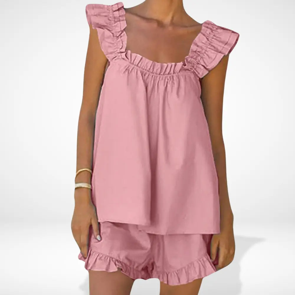 Ensemble de détente à volants délicats pour femmes – Nita