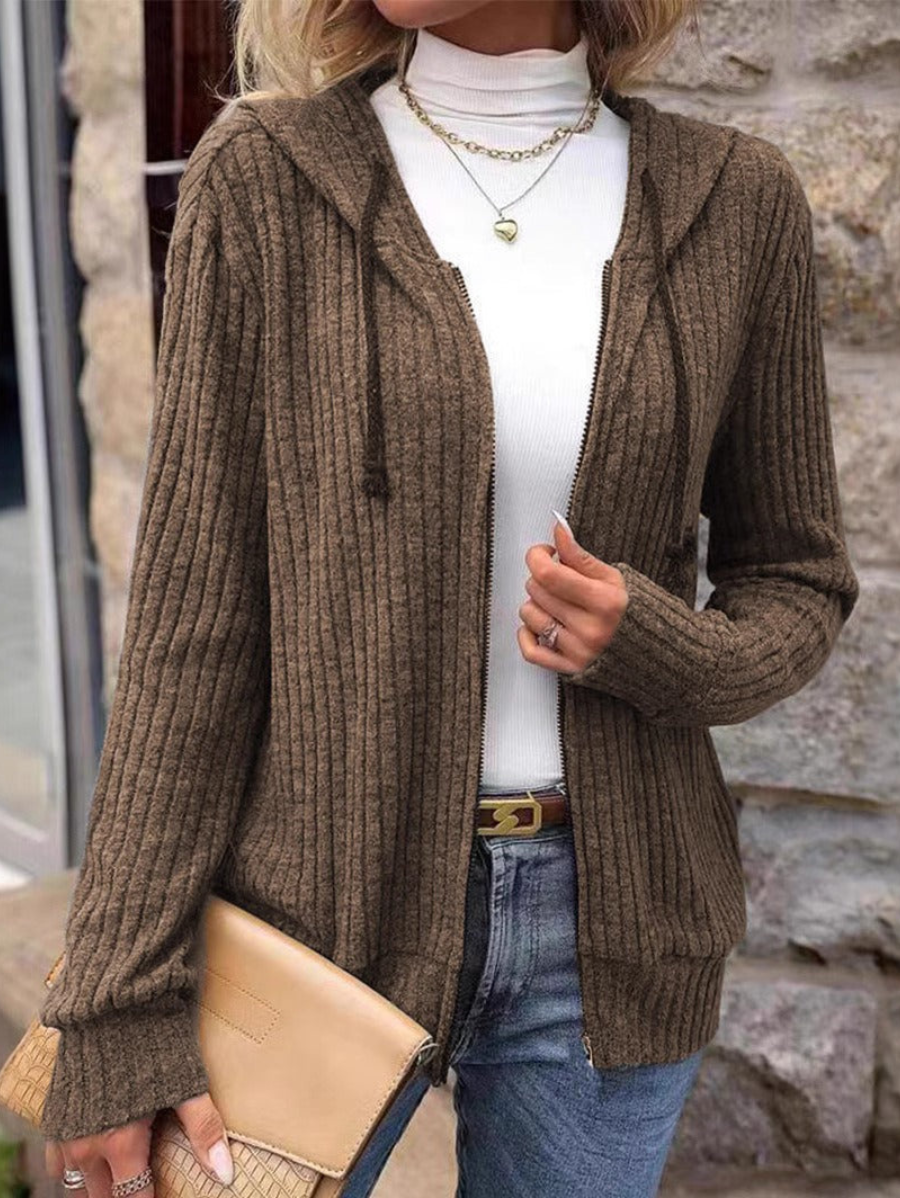 Reanne - Cardigan Élégant en Maille avec Fermeture Zippée