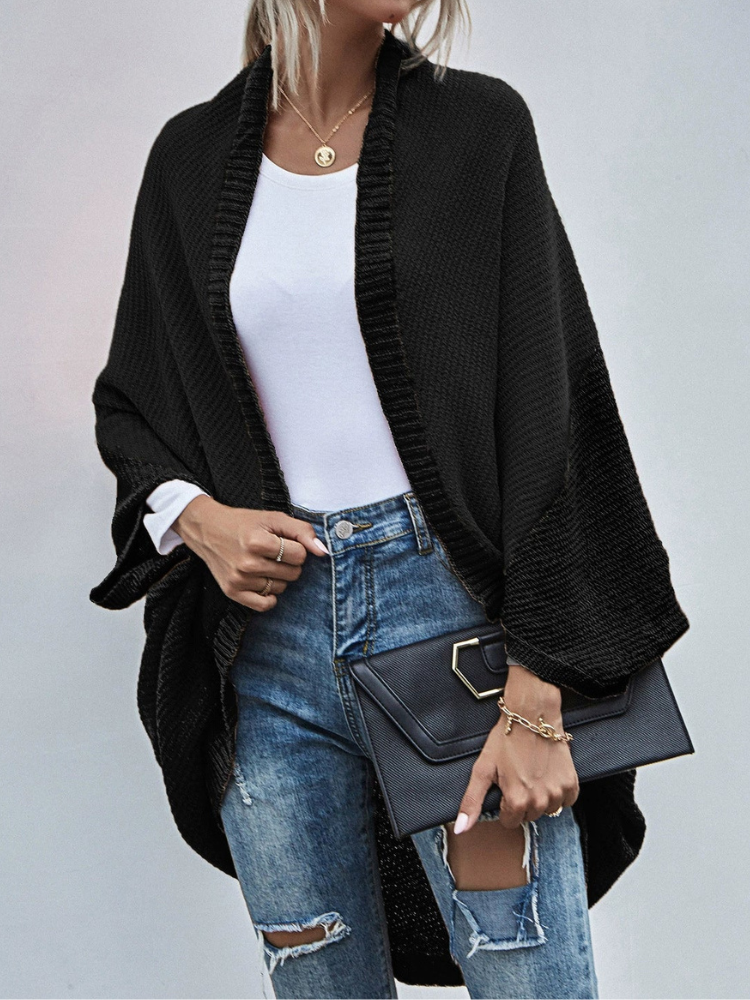 Ricca – Cardigan Oversize Décontracté en Maille avec Manches Chauve-Souris