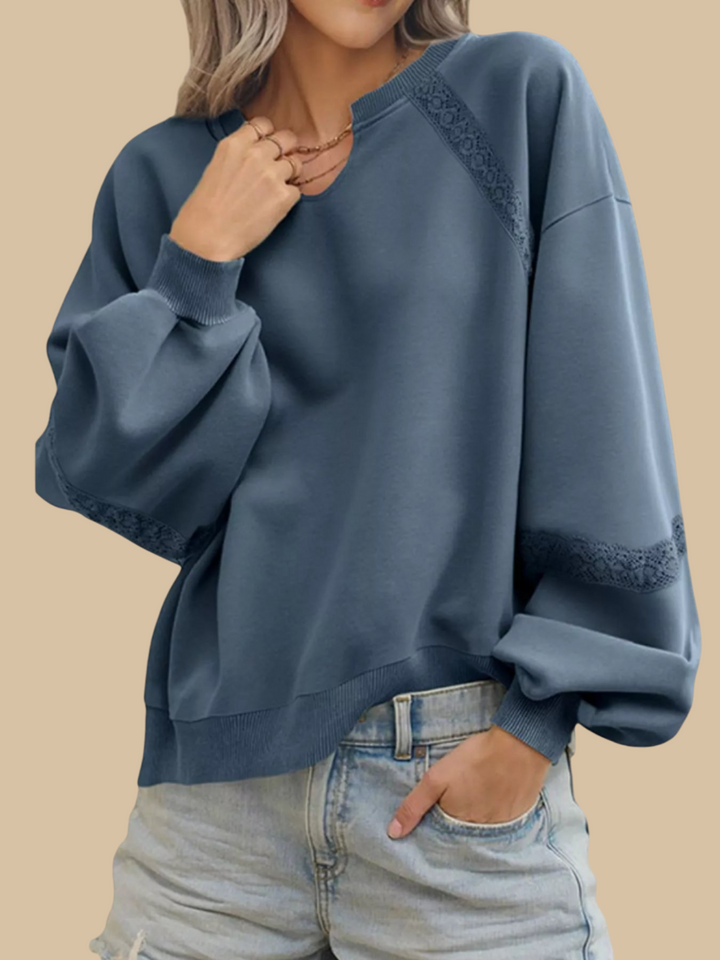 Dainora - Sweat Ample Élégant à Manches Longues avec Détails en Dentelle