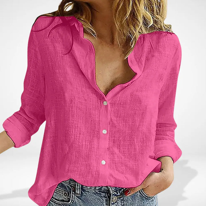 Blouse fluide à col fendu chic pour Femme – Aira