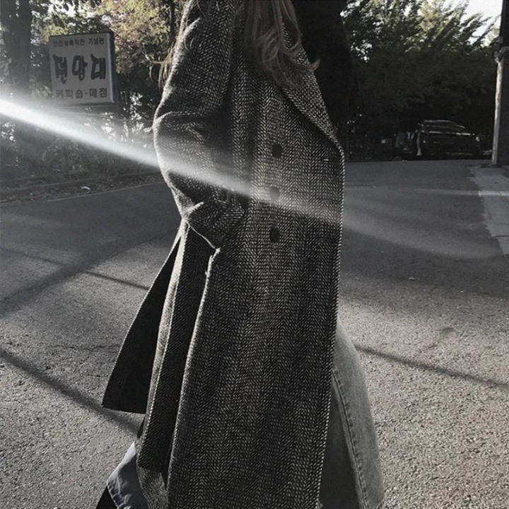 Reshma | Manteau Long En Laine À Carreaux Pour Femmes