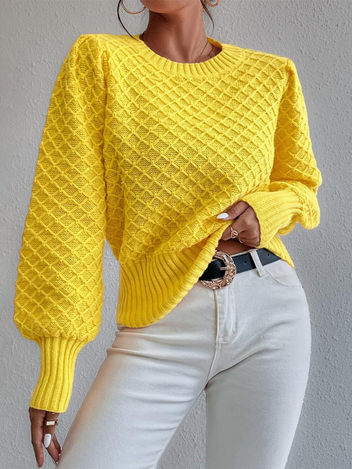 Mélisande - Pull élégant à col rond avec texture matelassée