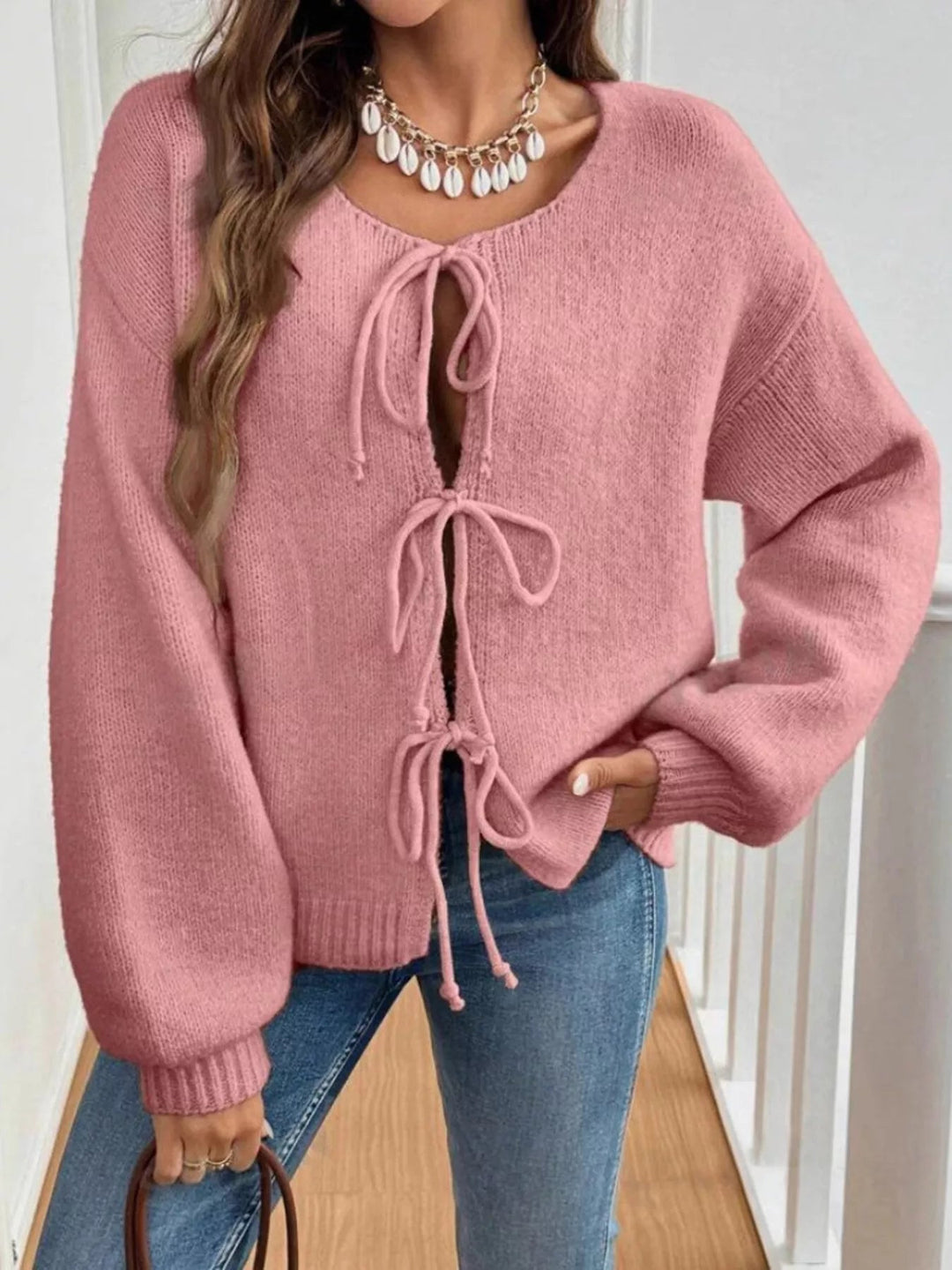 Romilly - Cardigan chic en maille à nouer sur le devant